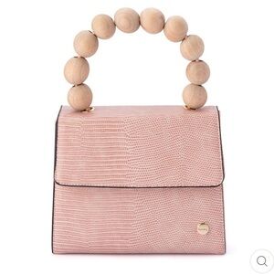 Revolve Olga Berg Top-Handle Mini Bag with Wooden Bead Handle